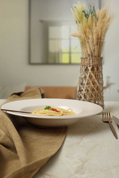Keramika Matte Cream Iyonya Pasta Plate 28 cm 950