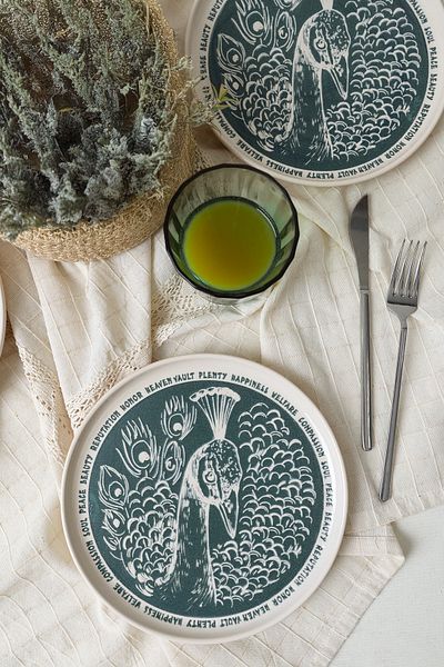 Keramika Peacock Nordic Cake Plate 22 cm 4 Pieces 23137