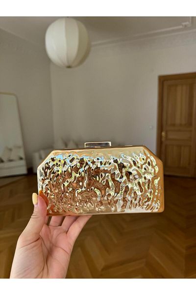Tina İstanbul Geantă metalică cu mâner rotund Aur