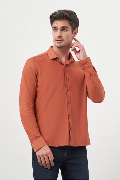 Morven Ανδρικό πουκάμισο Tile Trend Slim Fit ιταλικό γιακά