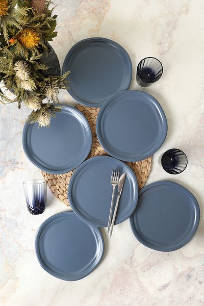 Keramika Farfurie pentru Tort Mat Blue Bloom 24 Cm 6 Bucăți 399