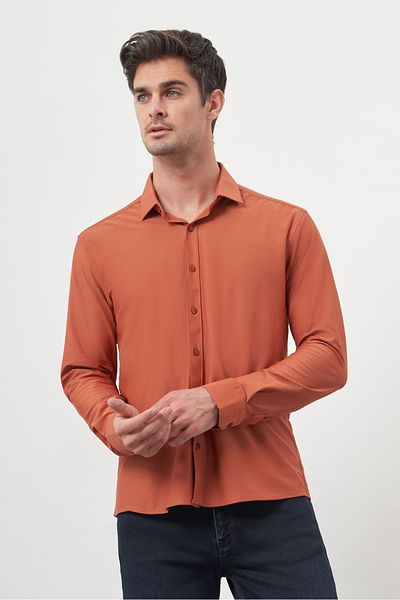 Morven Ανδρικό πουκάμισο Tile Trend Slim Fit ιταλικό γιακά
