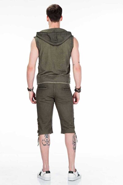 Cipo&Baxx Erkek Haki Kapüşonlu Cepli Sweatshirt Spor Atlet