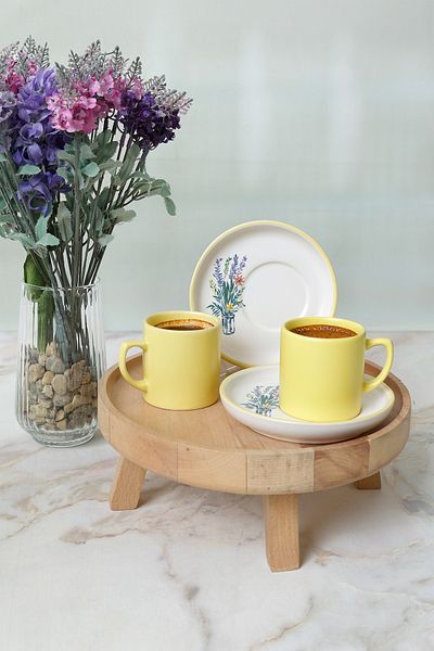 Keramika Elegant Blossoms Yellow Coffee Σετ 4 τεμαχίων για 2 άτομα 21790