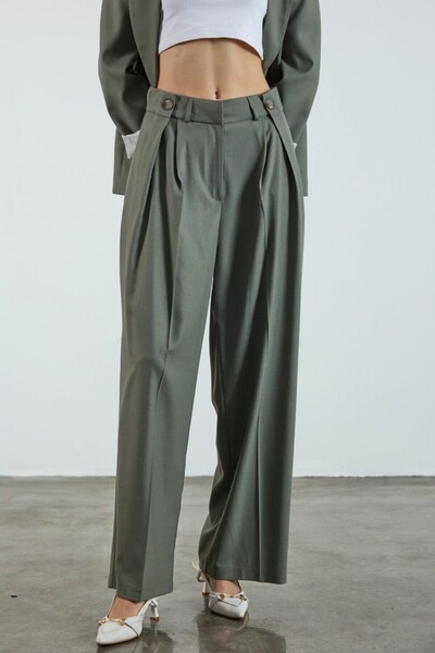 Butik Palazzo Kadın Pantolon Düğmeli Fastperry