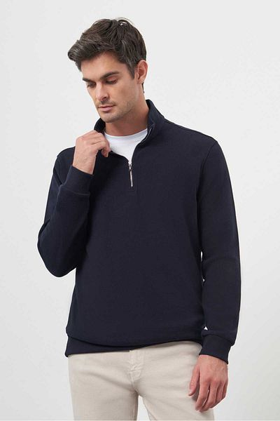 Morven Ανδρικό μπλουζάκι με όρθιο γιακά Navy Blue Trend