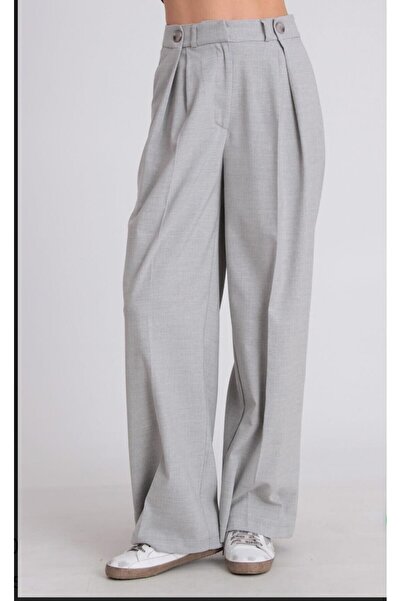 Butik Palazzo Kadın Pantolon Düğmeli Fastperry