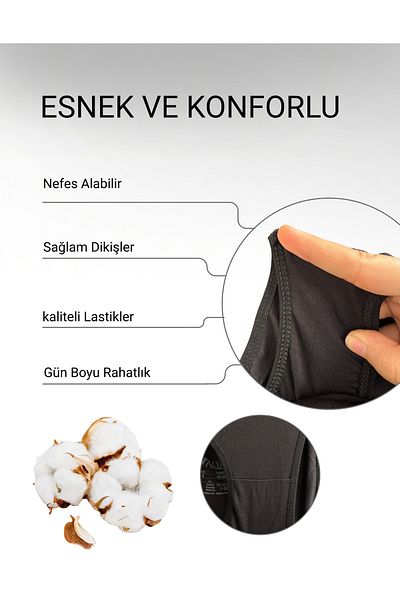 ALYA UNDERWEAR Chiloți hipster din bumbac negru - 5 bucăți (S, M, L, XL, 2XL, 3XL, 4XL)