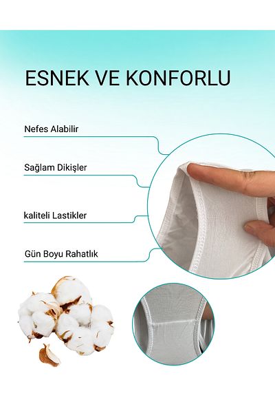 ALYA UNDERWEAR Λευκό βαμβακερό εσώρουχο hipster - 5 τεμάχια (S, M, L, XL, 2XL, 3XL)