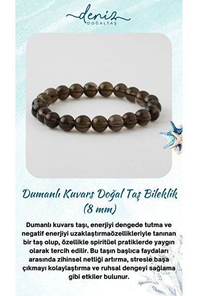Deniz Doğal Taş Sertikalı Dumanlı Kuvars Doğaltaş Bileklik, Dumanlı Kuvars Po...