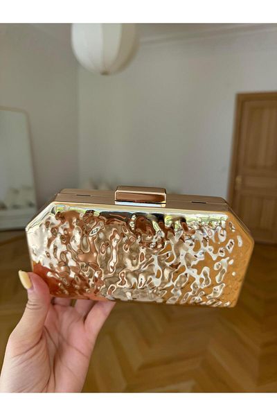 Tina İstanbul Geantă metalică cu mâner rotund Aur
