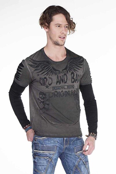 Cipo&Baxx Cl265 Slim Fit Kanat Baskılı Erkek Sweatshirt