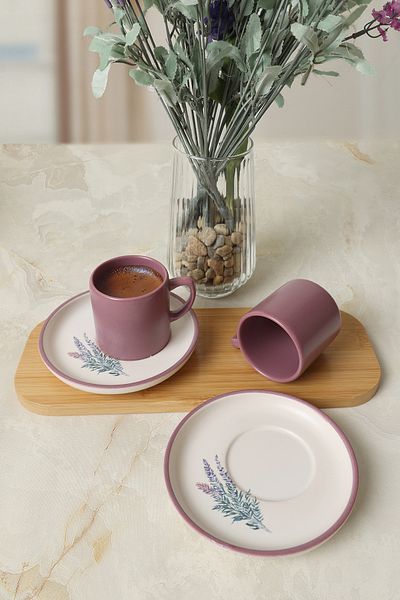 Keramika Elegant Blossoms Violet Coffee Σετ 4 τεμαχίων για 2 άτομα 21791