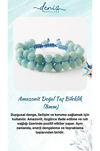 Deniz Doğal Taş Sertifikalı Amazonit Doğaltaş Bileklik, Amazonit Doğal Taş Çi...