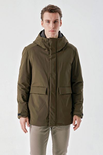 Morven Ανδρικό παλτό με κουκούλα Khaki Flora Dynamic Fit Relaxed Cut