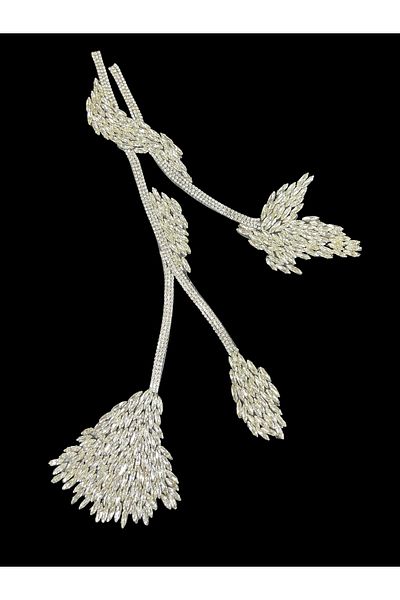 WeddingShopStone Elegant Branch Leaf Pattern Iron-On Rhinestone Dress Applique Ribbon Brooch