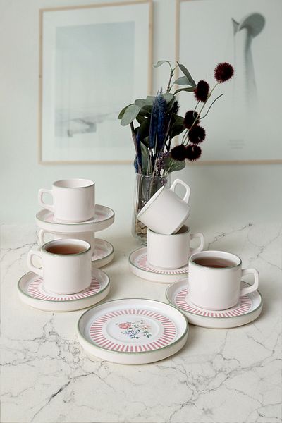 Keramika Σετ τσαγιού Rose Line Stackable 12 τεμαχίων για 6 άτομα 22910-12