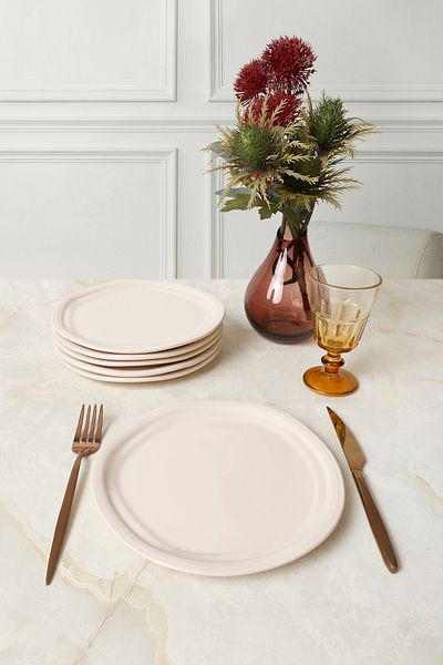 Keramika Cream Bloom Cake Plate 24 cm 6 Pieces 030