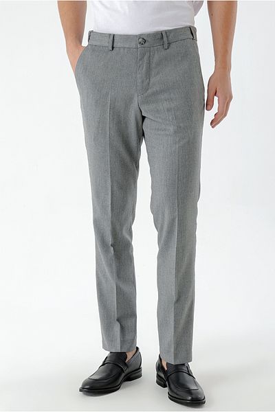 Morven Men's Gray Polyviscon Trend Patterned Dynamic Fit Classic Trousers