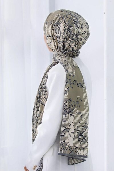 Vissona Γυναικείο σάλι πολυτελείας Medina Silk Grey-3