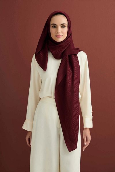 Imannoor İmannoor Iman Kare Bordo Naia șal din bumbac 70x210
