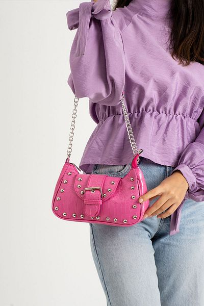 NBİBAGS Geantă neagră de mână și de umăr cu model de crocodil cu capse