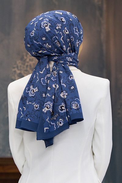 Vissona Γυναικείο Luxury Medina Silk Shawl Indigo - Baby Blue