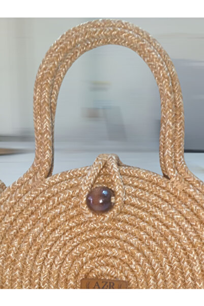 AZR HOME DESİGN Natural Jute Rope Handmade Straw Hand Bag Arm Bag Day Bag