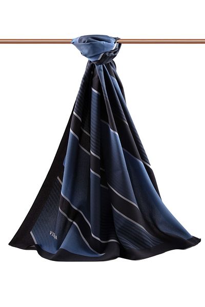 Vissona Γυναικείο Luxury Medina Silk Shawl Μαύρο - Indigo