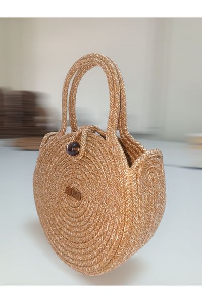 AZR HOME DESİGN Natural Jute Rope Handmade Straw Hand Bag Arm Bag Day Bag