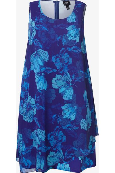 Şans Women's Plus Size Saks, Floral Pattern, Chiffon Detailed Dress 65N38966