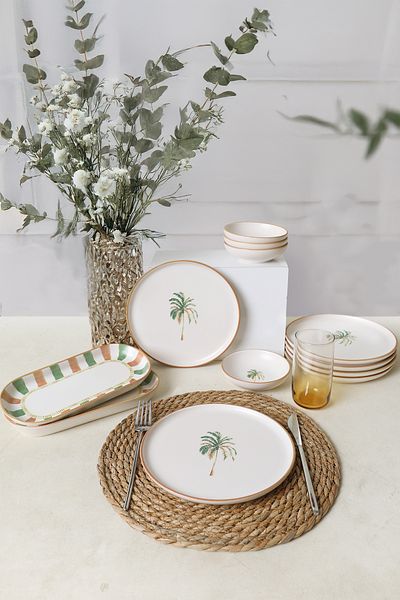 Keramika Bronze Palm Breakfast Set 12 Pieces for 6 People 22900-01
