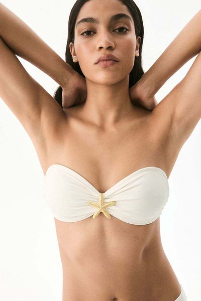 H&M Starfish-detail padded bandeau bikini top