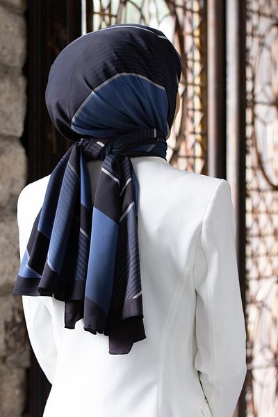 Vissona Γυναικείο Luxury Medina Silk Shawl Μαύρο - Indigo