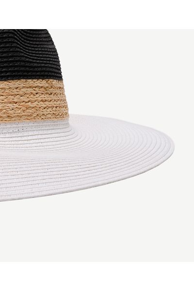 Yargıcı Black and White Straw Hat