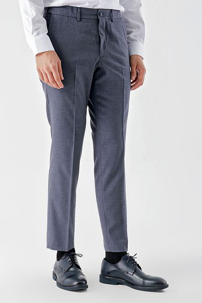 Morven Ανδρικό κλασικό παντελόνι με μοτίβο Navy Blue Polyviscon Trend Dynamic Fit