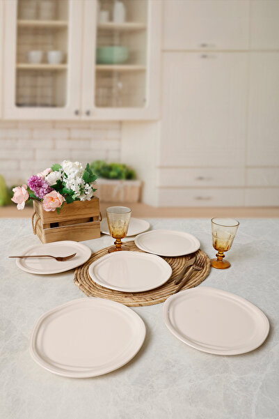 Keramika Cream Bloom Cake Plate 24 cm 6 Pieces 030