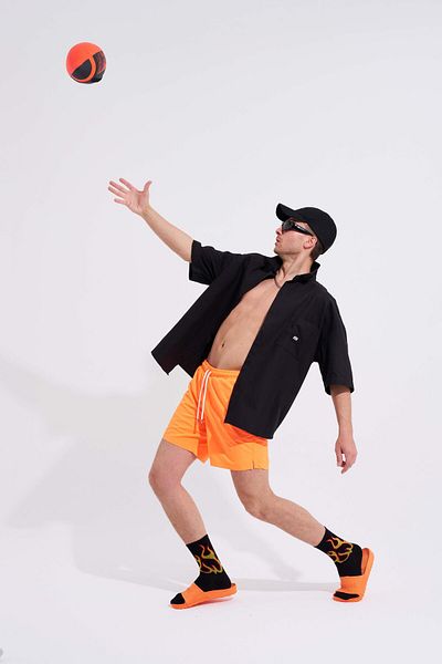 Machinist Men's Orange Basic Sea Shorts