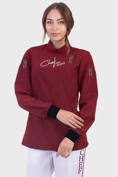 Üniformanya İsim Hediyeli Kadın Şef Ceketi Kadın Aşçı Ceketi Aşçı Forması Chef Ceketi Aşçı Kıyafeti