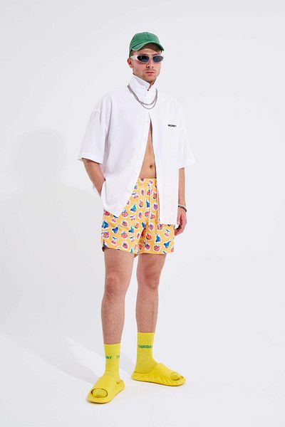 Machinist Ανδρικό κίτρινο σορτς κολύμβησης - Cute Fruits Printed