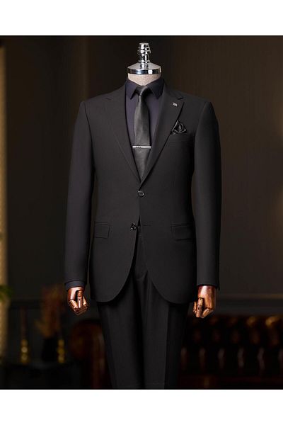 TerziAdemAltun Slim Fit Jacket Pants Suit Black T13576
