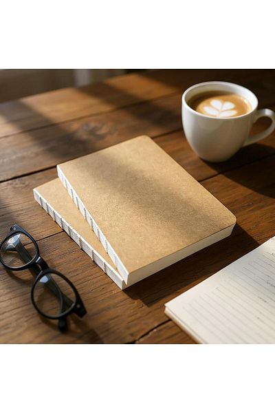 Fark Tanıtım Special Design Kraft Cover A5 Enzo Striped Notebook - 180 Degree Openable, 100% Handcrafted