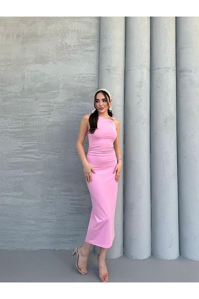 MEECY Rochie maxi model Zr drapată asimetrică pentru damă