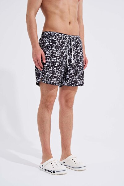 Machinist Pantaloni scurți de baie pentru bărbați cu imprimeu puzzle alb-negru