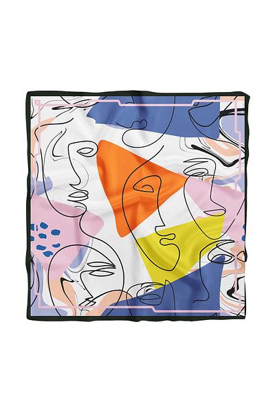 Modabutik A57 Women's Orange White Silhouette Patterned 50X50 Bandana Hyl Dg01438-22