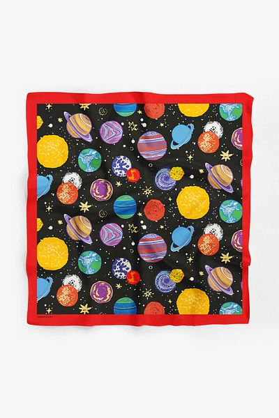 Modabutik Women's Planet Patterned Bandana Black Yellow Blue Dg0373-22 Snz