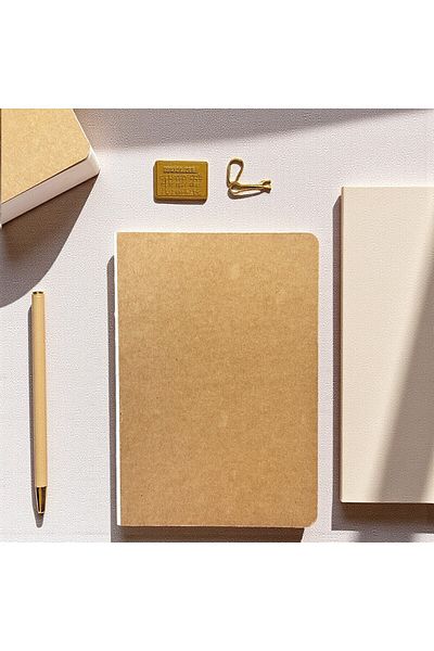 Fark Tanıtım Special Design Kraft Cover A5 Enzo Checkered Notebook - 180 Degree Openable, 100% Handcrafted