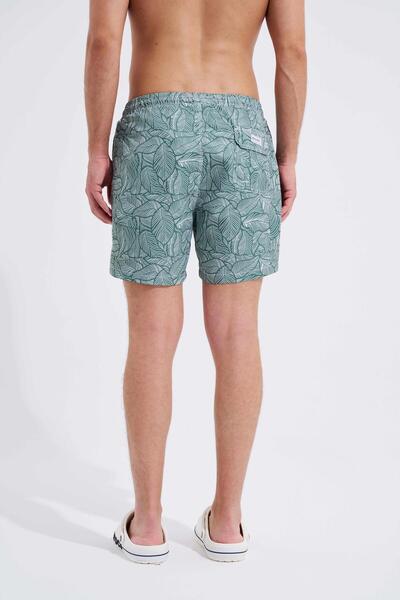 Machinist Erkek Luxury Nature Baskılı Yeşil Deniz Şortu