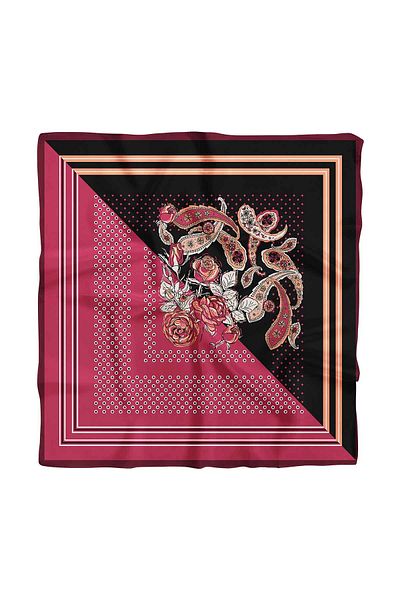 Modabutik Women's Dusty Rose Shawl Patterned 50X50 Bandana Hyl Dg01656-22