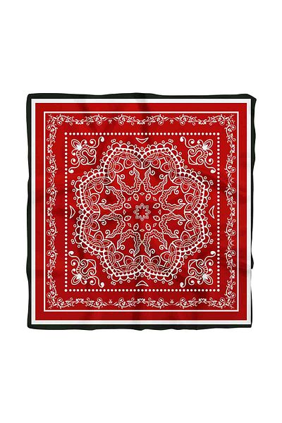 Modabutik Women's Red Shawl Patterned 50x50 Bandana Hyl Dg01362-22